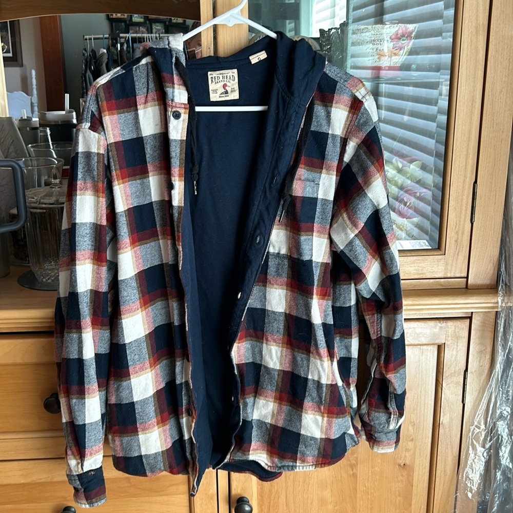 Red Head red checker print sweatshirt button down